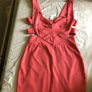 Coral cutout mini dress